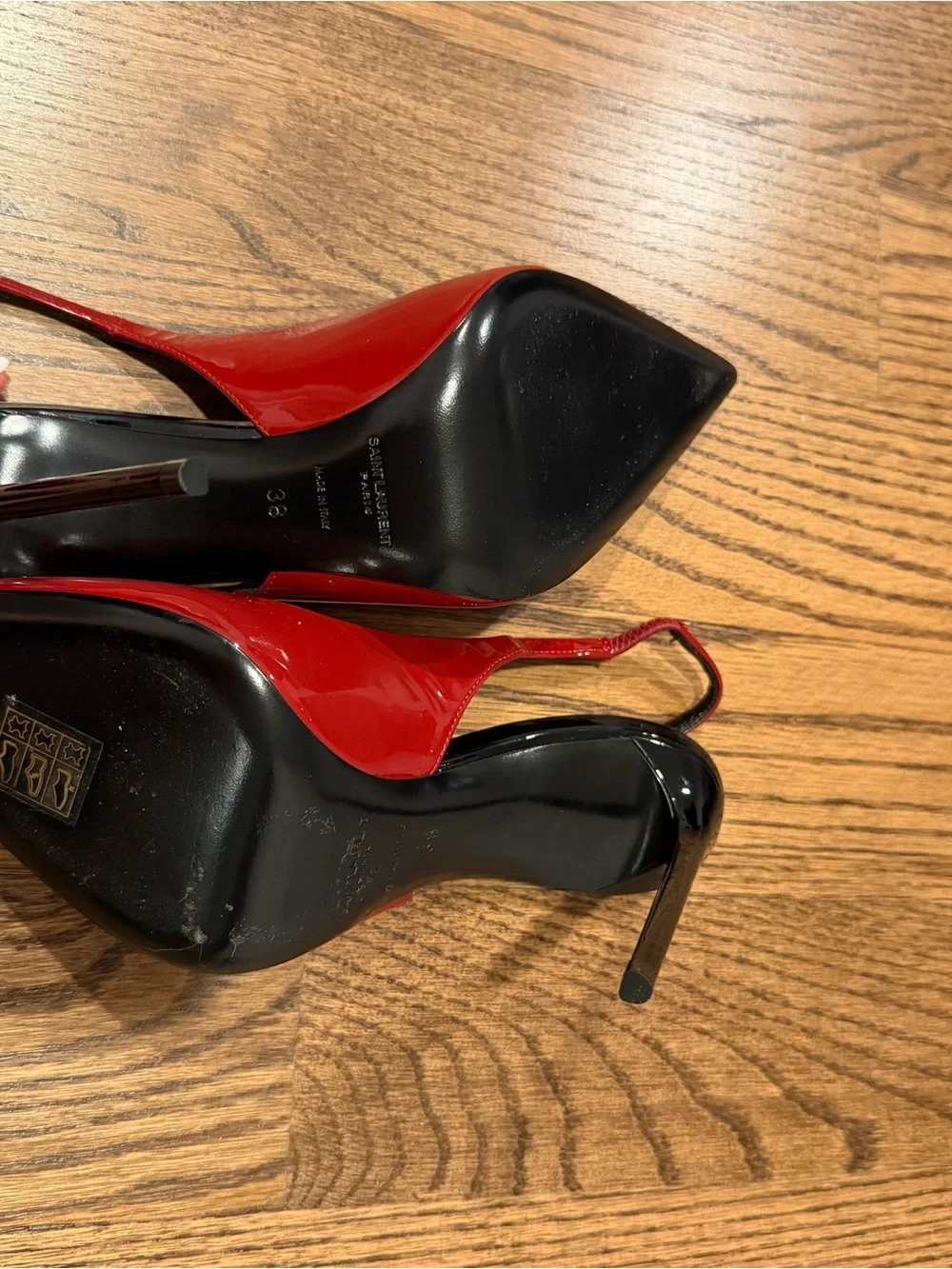 Saint Laurent Red Patent Pointed Slingback Pumps YSL - Picture 6 of 16